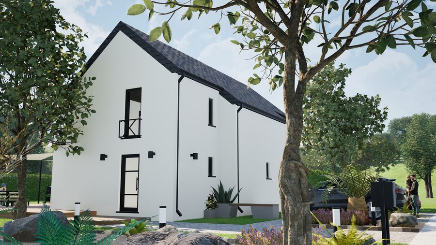Rendu 3D de jour d'une maison contemporaine modélisée sous Twinmotion